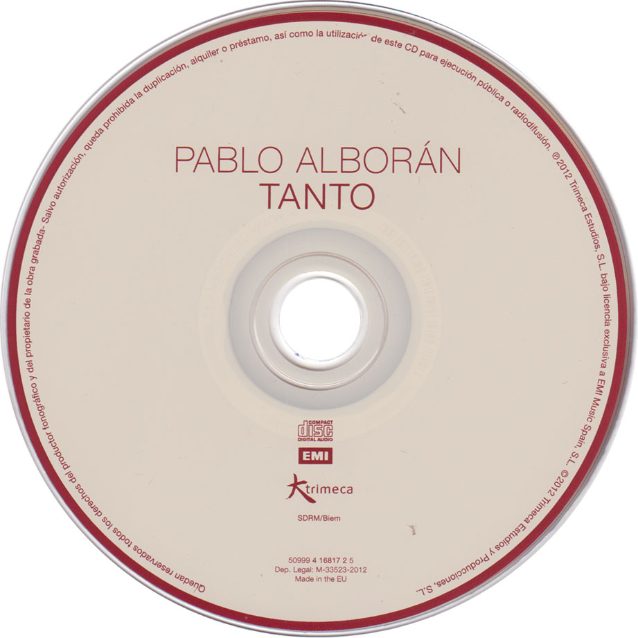 Cartula Cd de Pablo Alboran - Tanto