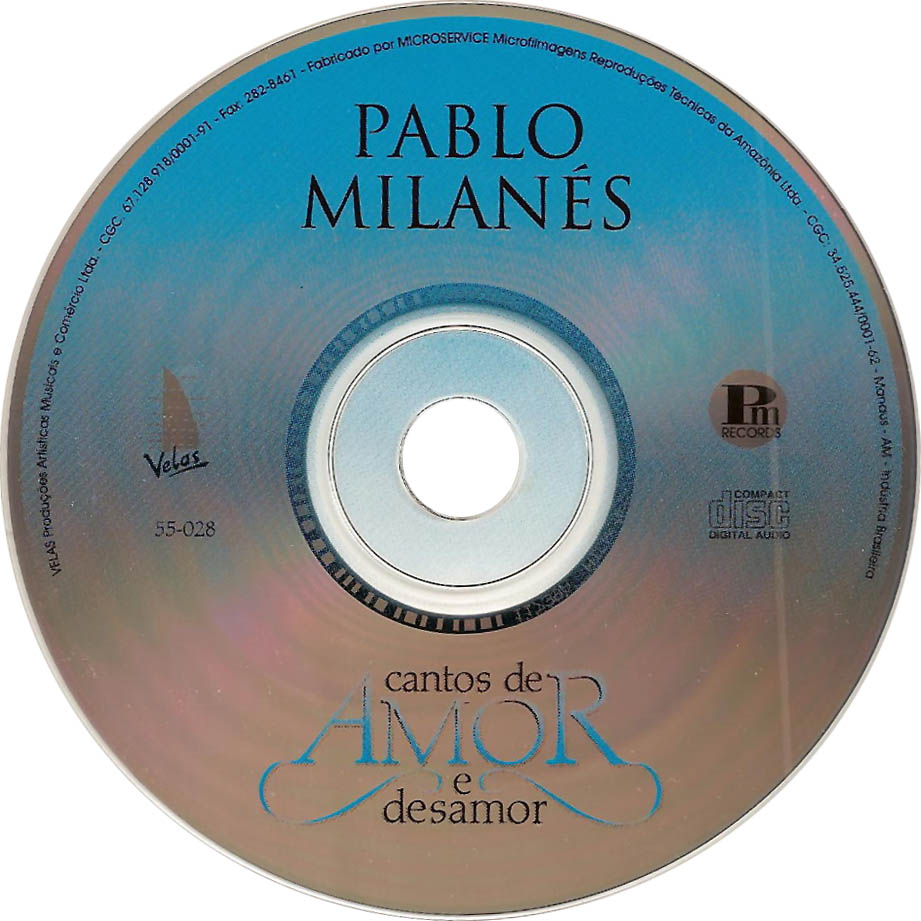 Cartula Cd de Pablo Milanes - Cantos De Amor E Desamor
