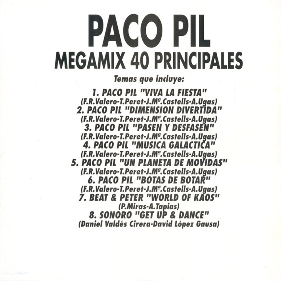 Cartula Interior Frontal de Paco Pil - Megamix 40 Principales