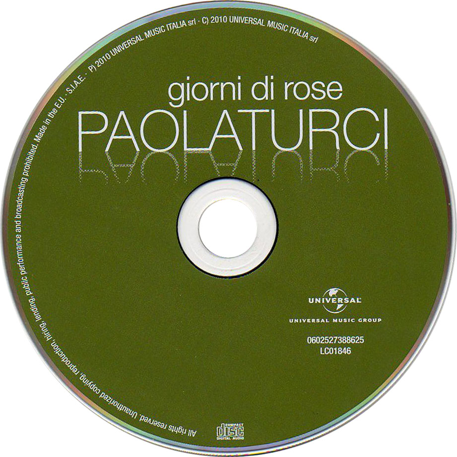 Cartula Cd de Paola Turci - Giorni Di Rose