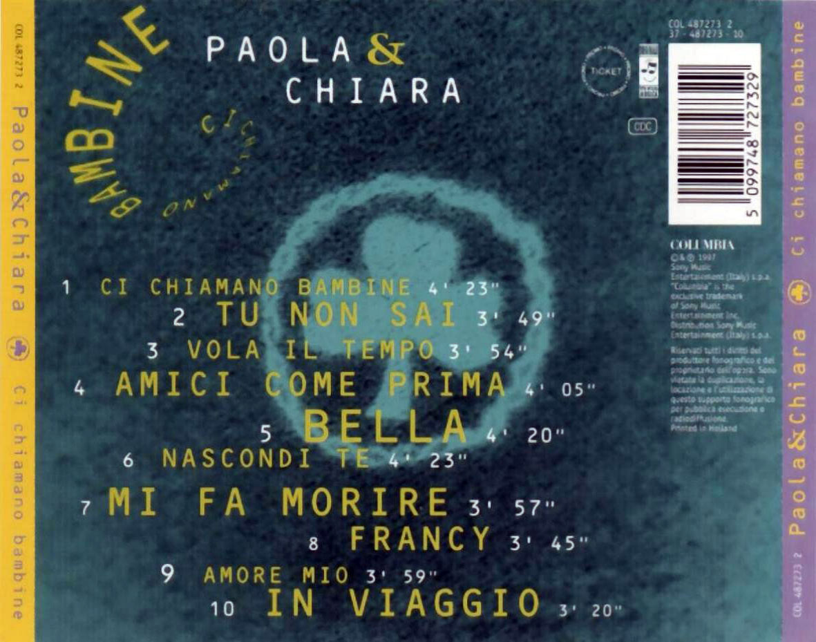 Cartula Trasera de Paola & Chiara - Ci Chiamano Banbine
