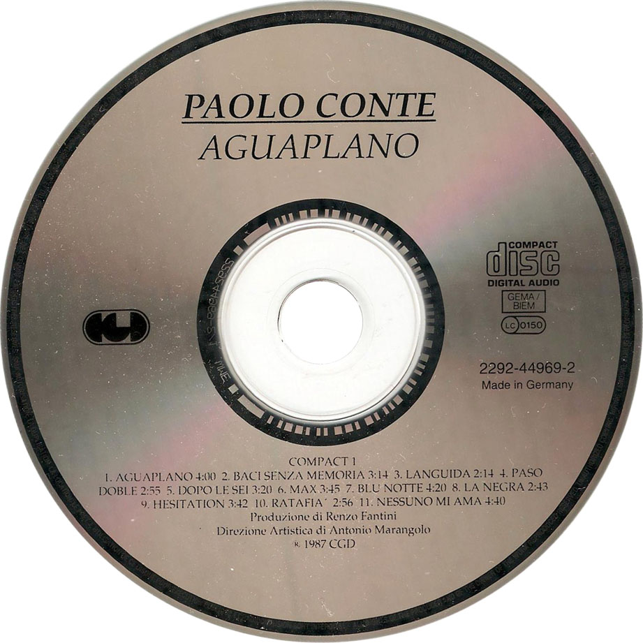 Cartula Cd de Paolo Conte - Aguaplano