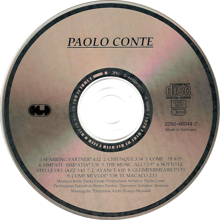 Carátula Cd de Paolo Conte - Paolo Conte (1984)