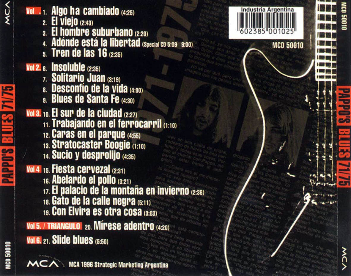 Cartula Trasera de Pappo's Blues - 71/75