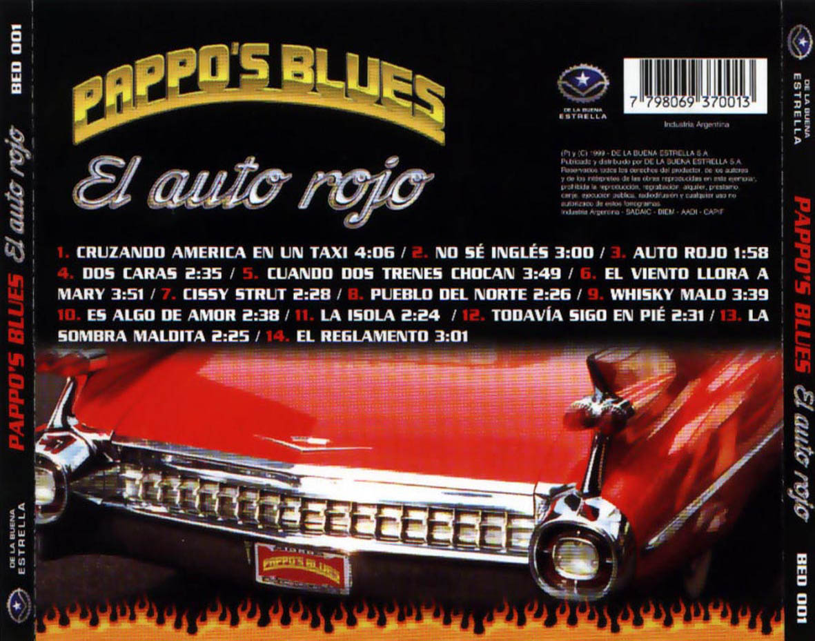 Cartula Trasera de Pappo's Blues - El Auto Rojo