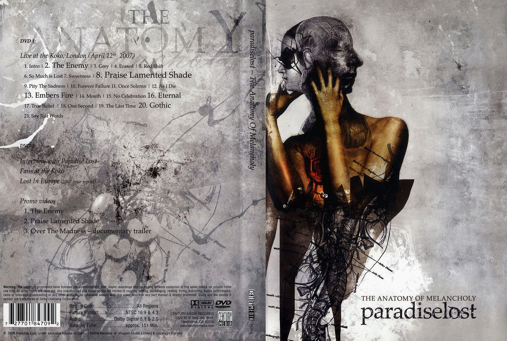 Cartula Caratula de Paradise Lost - The Anatomy Of Melancholy (Dvd)