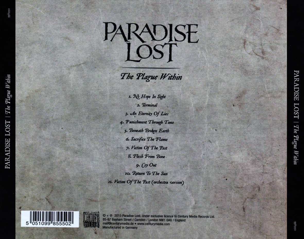 Cartula Trasera de Paradise Lost - The Plague Within (Limited Edition)