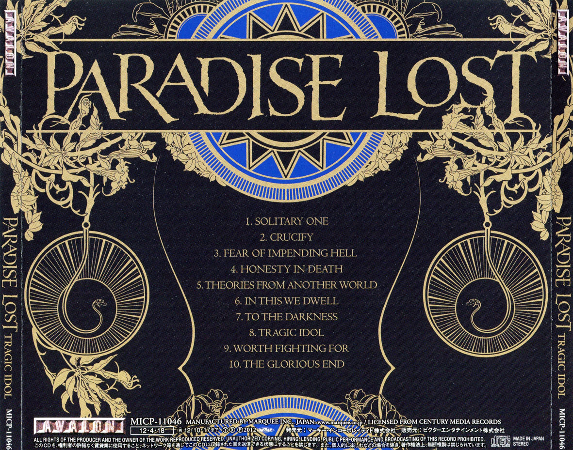 Cartula Trasera de Paradise Lost - Tragic Idol