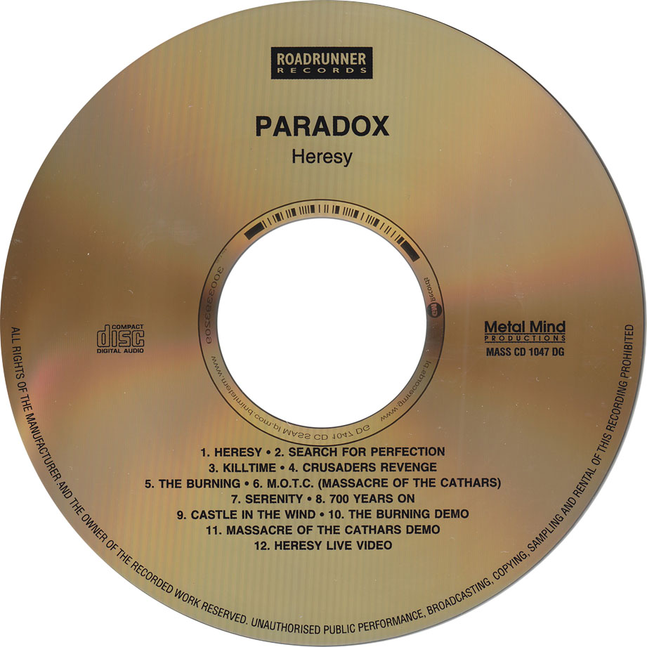 Cartula Cd de Paradox - Heresy (2007)