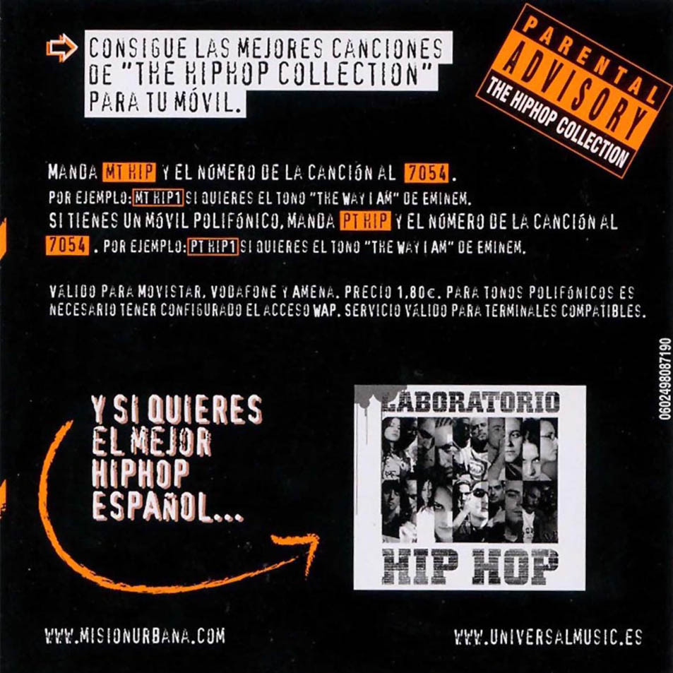 Cartula Interior Frontal de Parental Advisory The Hiphop Collection