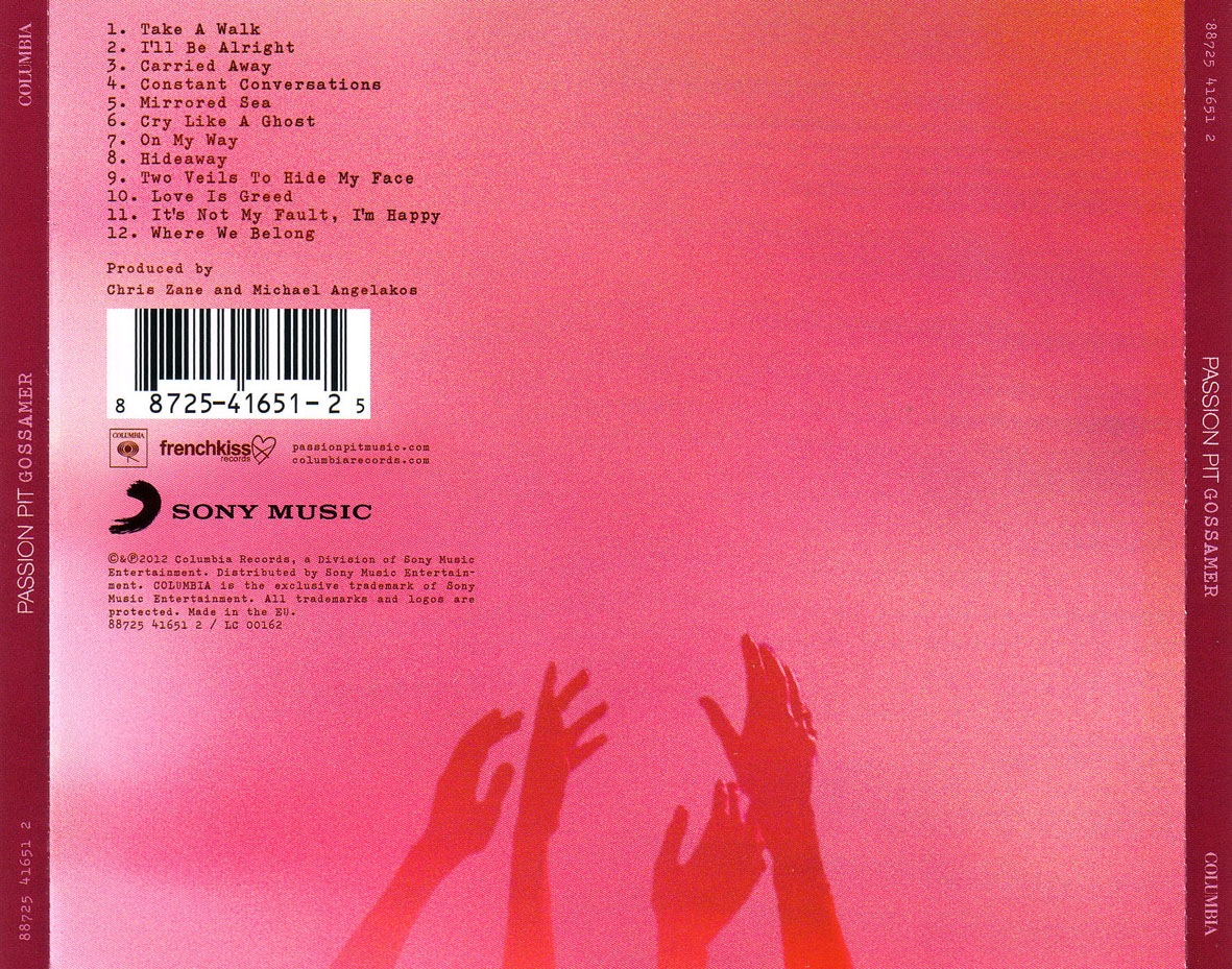Cartula Trasera de Passion Pit - Gossamer
