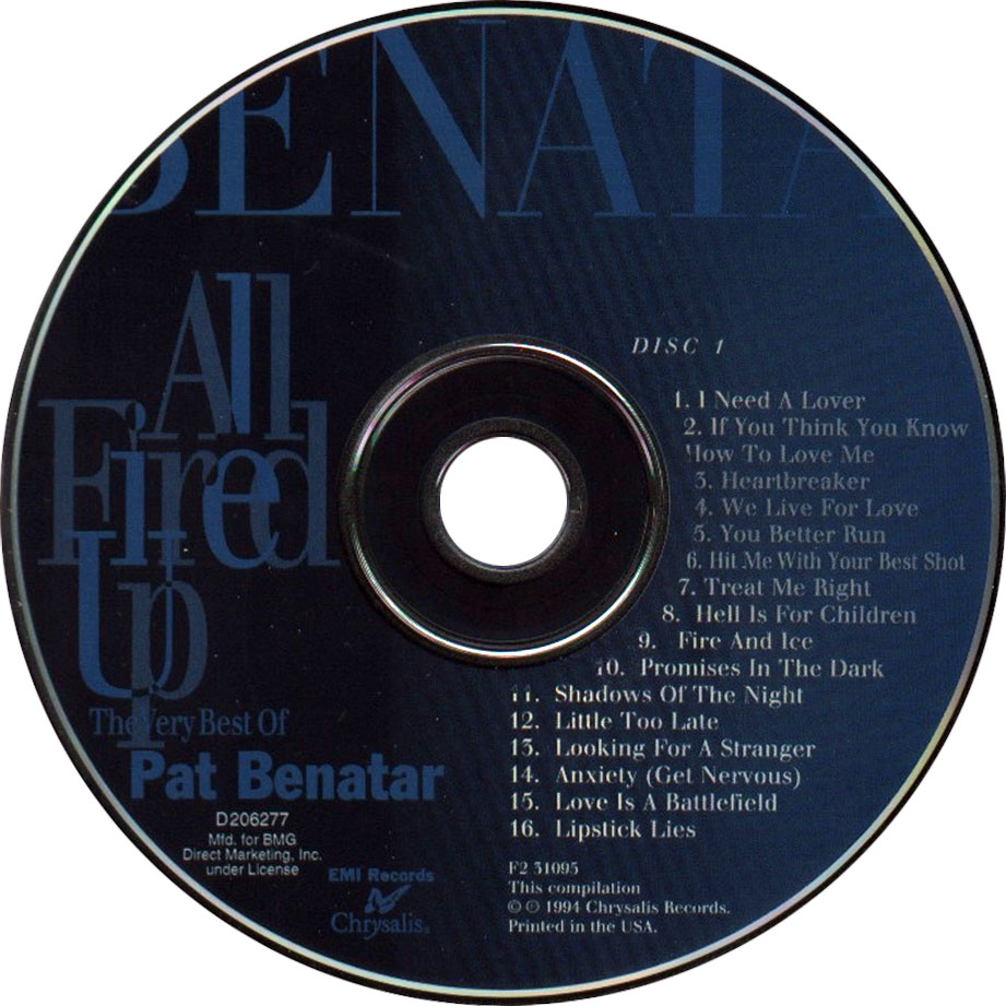 Cartula Cd1 de Pat Benatar - All Fired Up: The Very Best Of Pat Benatar