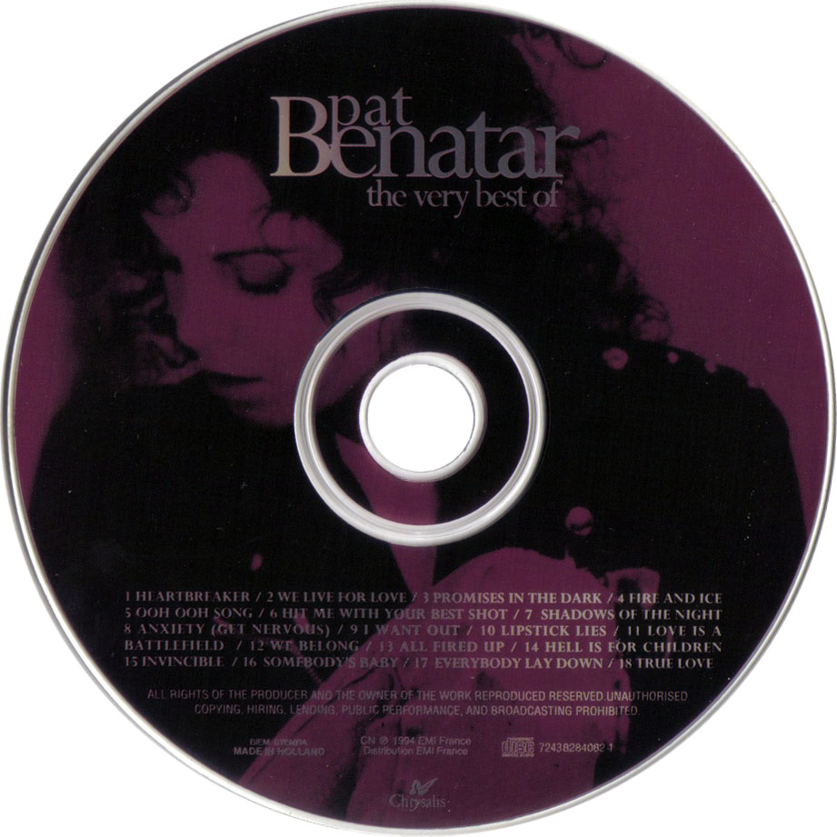 Cartula Cd de Pat Benatar - The Very Best Of Pat Benatar