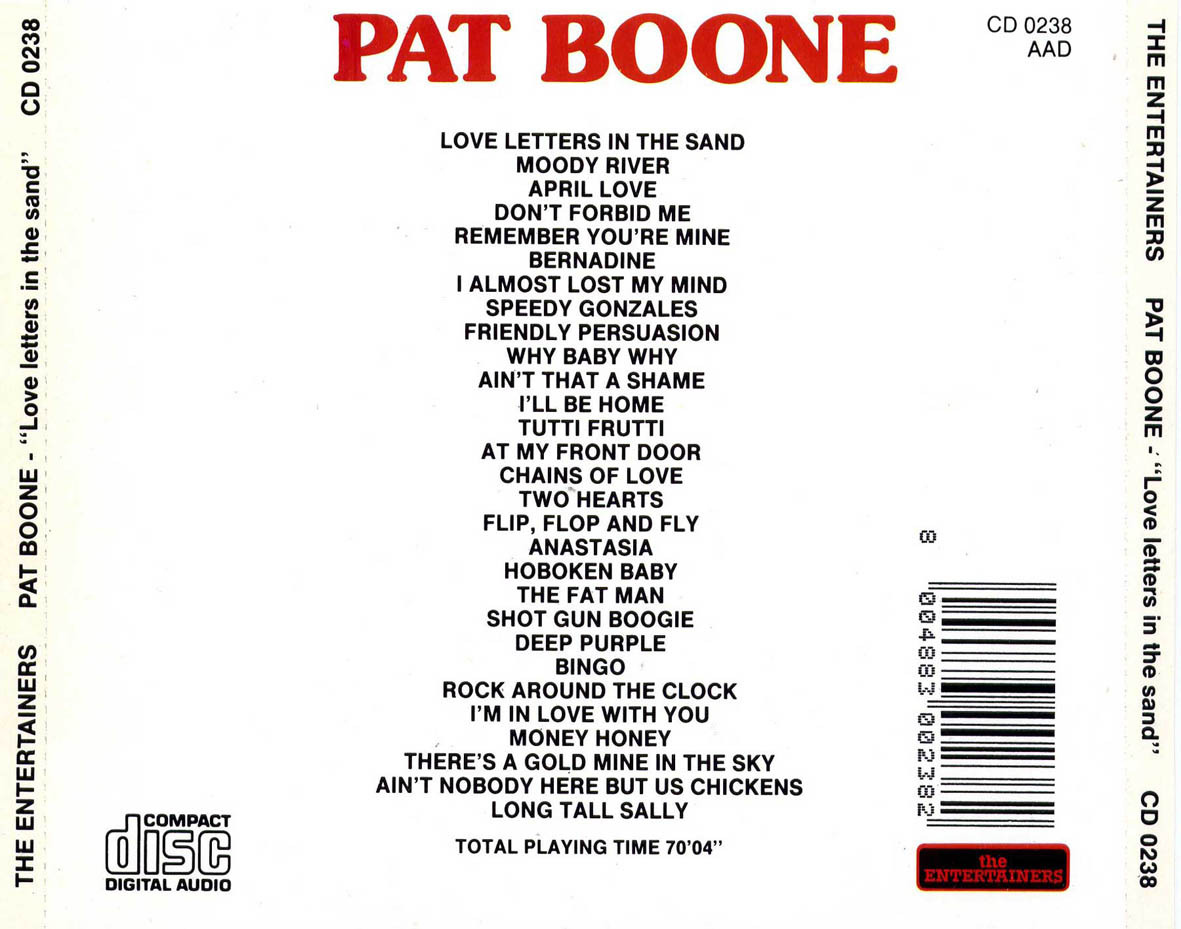 Cartula Trasera de Pat Boone - Love Letters In The Sand