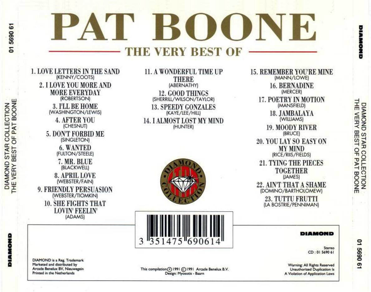 Cartula Trasera de Pat Boone - The Very Best Of Pat Boone