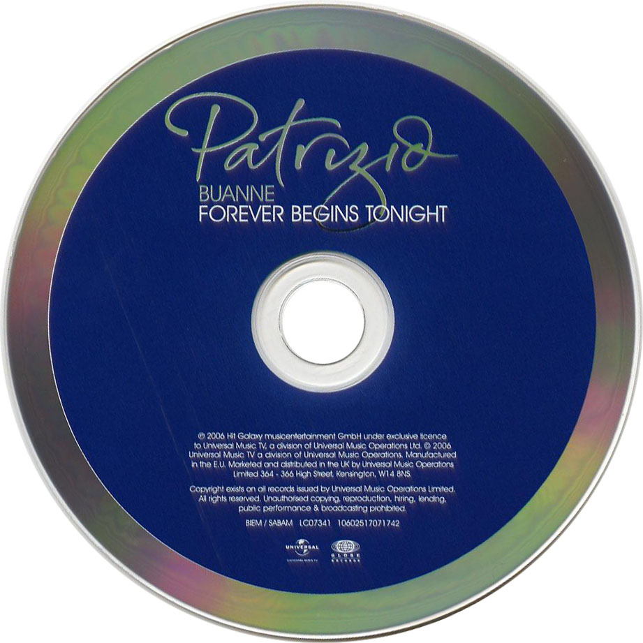 Cartula Cd de Patrizio Buanne - Forever Begins Tonight (Italian Version)