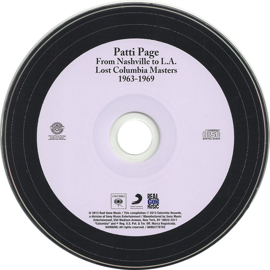 Cartula Cd de Patti Page - From Nashville To L.a. Lost Columbia Masters 1962-1969