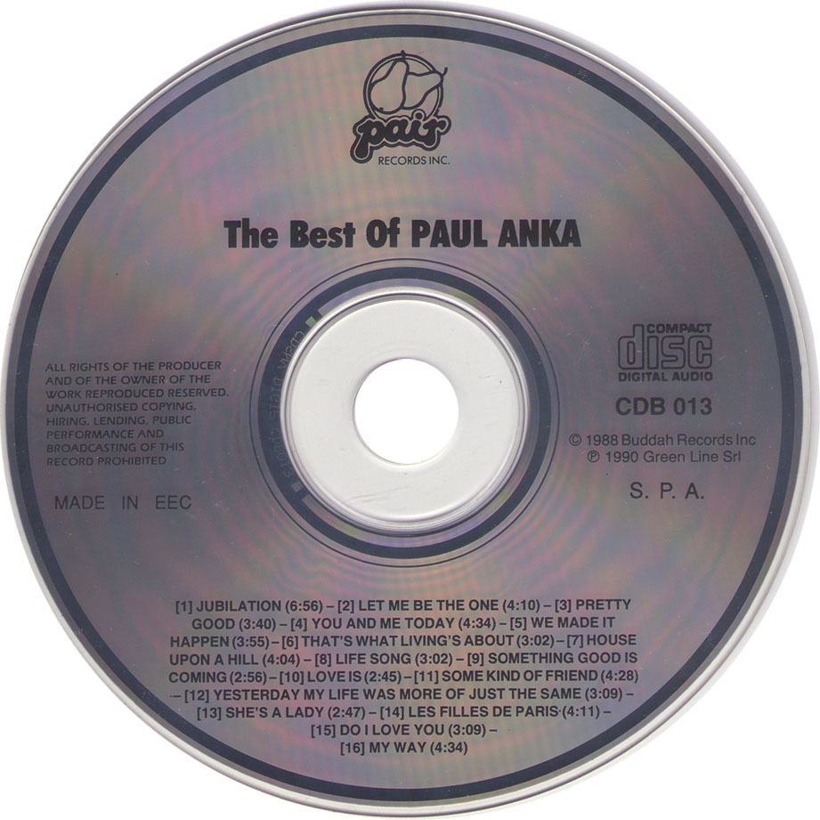 Cartula Cd de Paul Anka - The Best Of Paul Anka