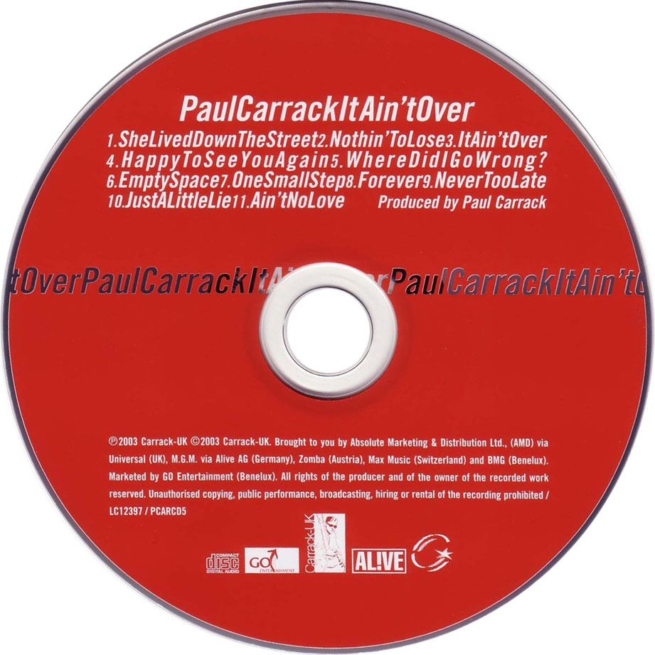 Cartula Cd de Paul Carrack - It Ain't Over