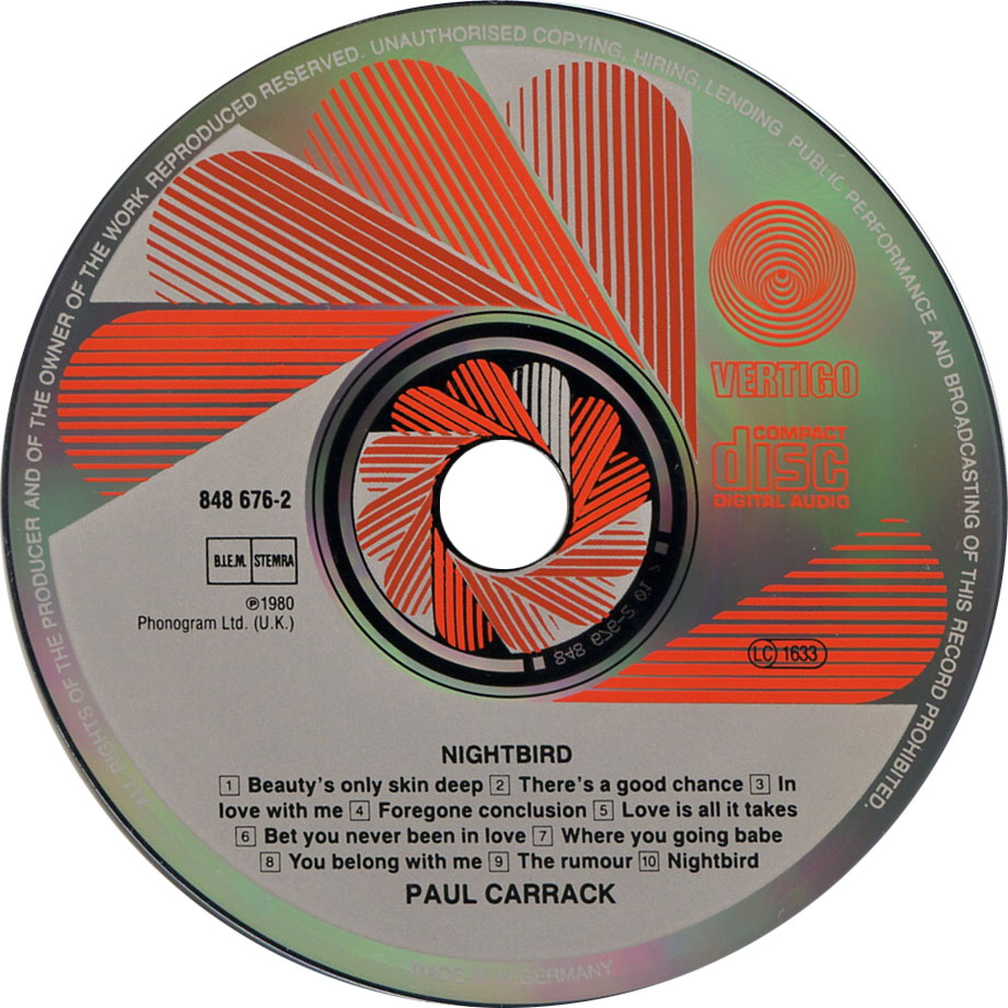 Cartula Cd de Paul Carrack - Nightbird