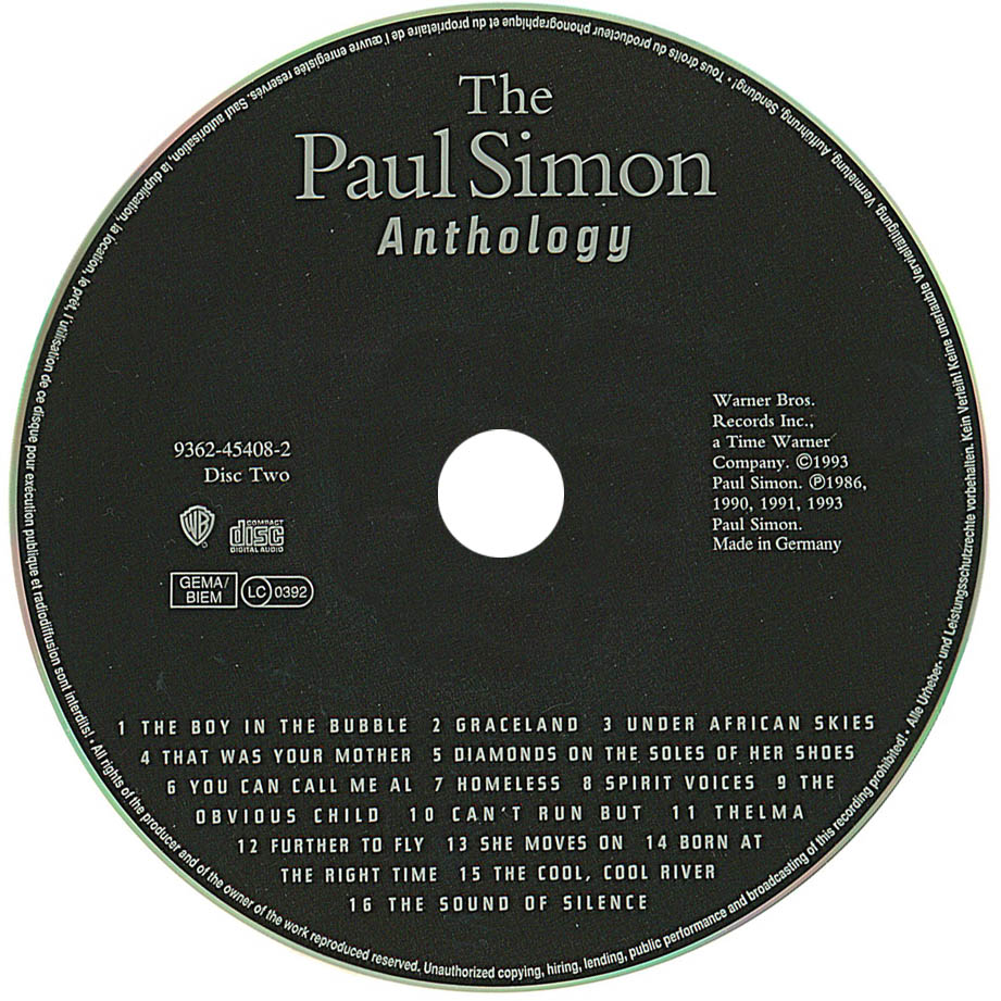 Cartula Cd2 de Paul Simon - The Paul Simon Anthology