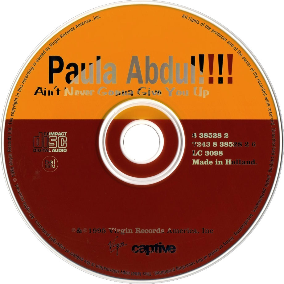 Cartula Cd de Paula Abdul - Ain't Never Gonna Give You Up (Cd Single)