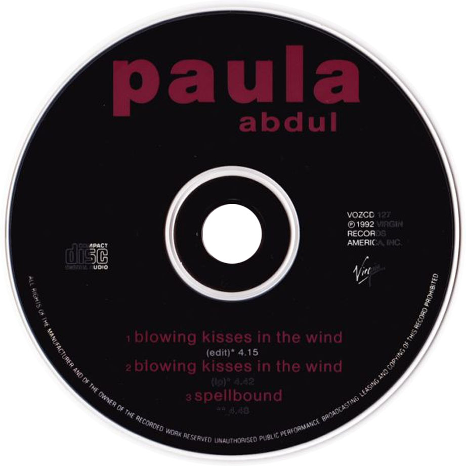 Cartula Cd de Paula Abdul - Blowing Kisses In The Wind (Cd Single)