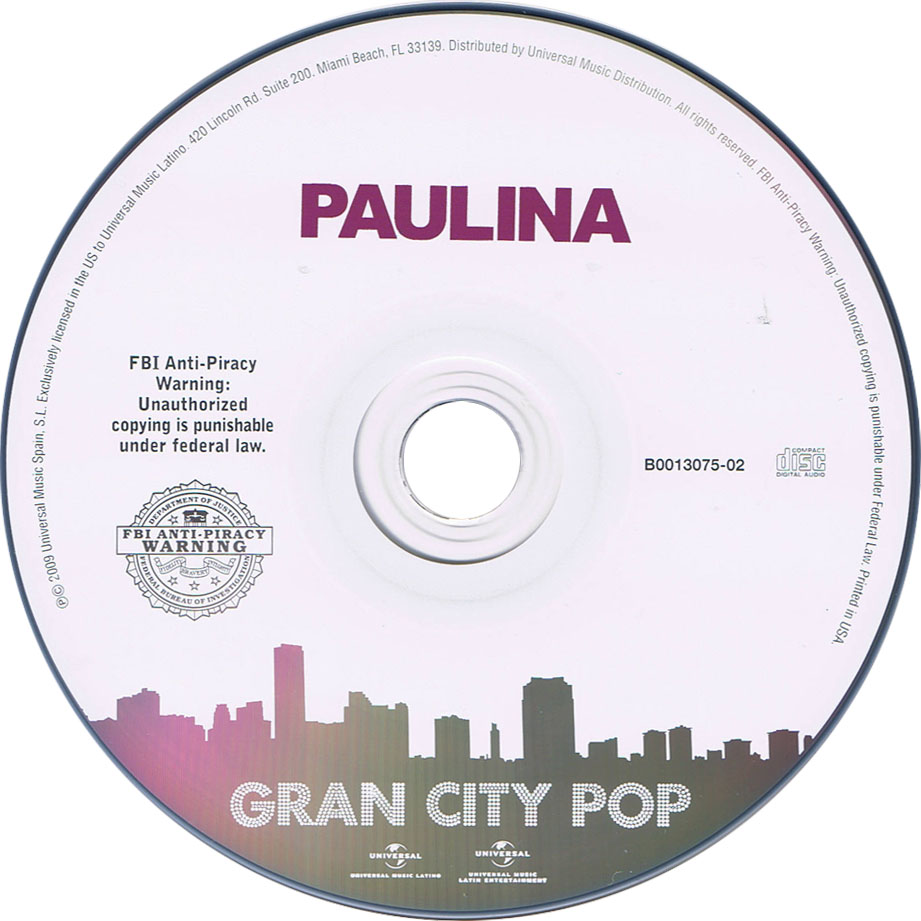 Cartula Cd de Paulina Rubio - Gran City Pop