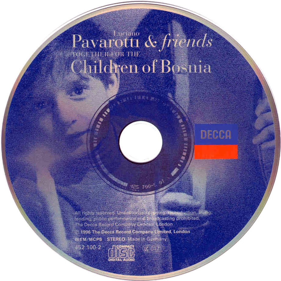 Cartula Cd de Pavarotti & Friends - Together For The Children Of Bosnia