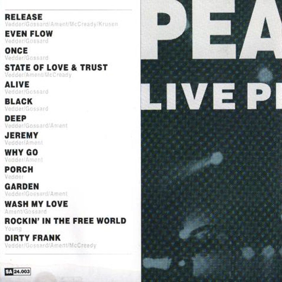 Cartula Interior Frontal de Pearl Jam - Live In Chicago