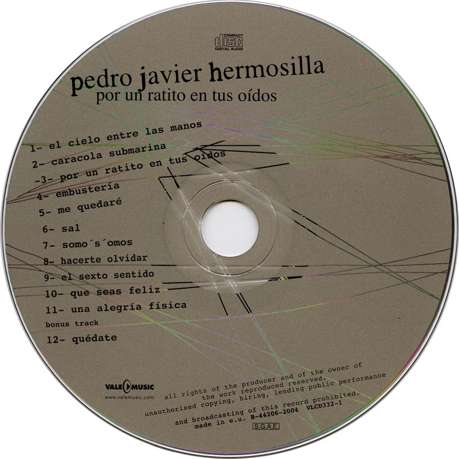 Cartula Cd de Pedro Javier Hermosilla - Por Un Ratito En Tus Oidos
