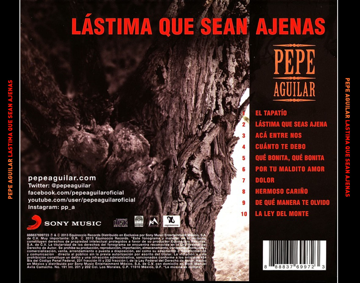 Cartula Trasera de Pepe Aguilar - Lastima Que Sean Ajenas