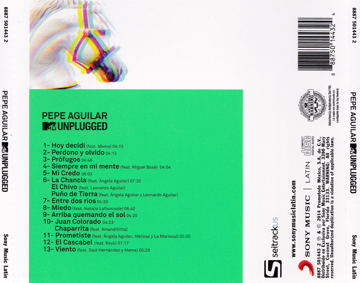 Cartula Trasera de Pepe Aguilar - Mtv Unplugged