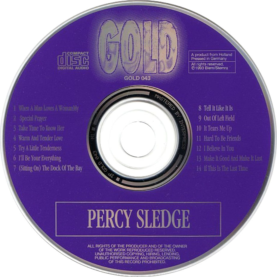 Cartula Cd de Percy Sledge - Gold