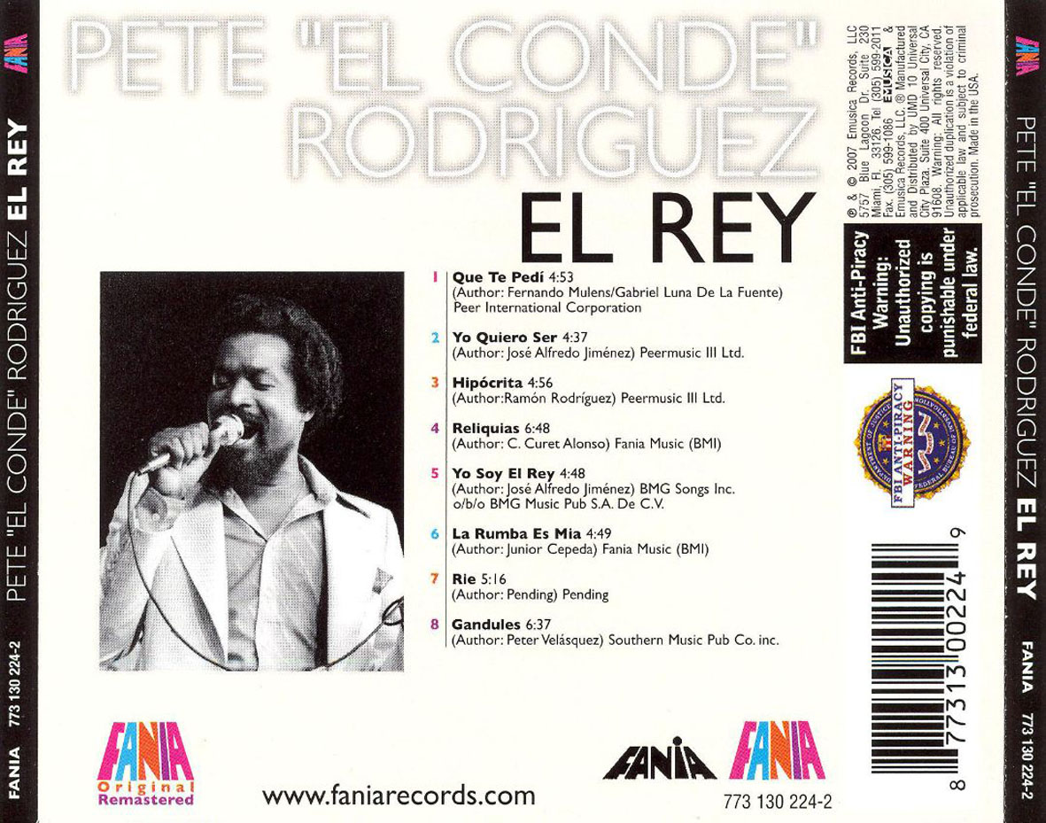 Cartula Trasera de Pete El Conde Rodriguez - El Rey