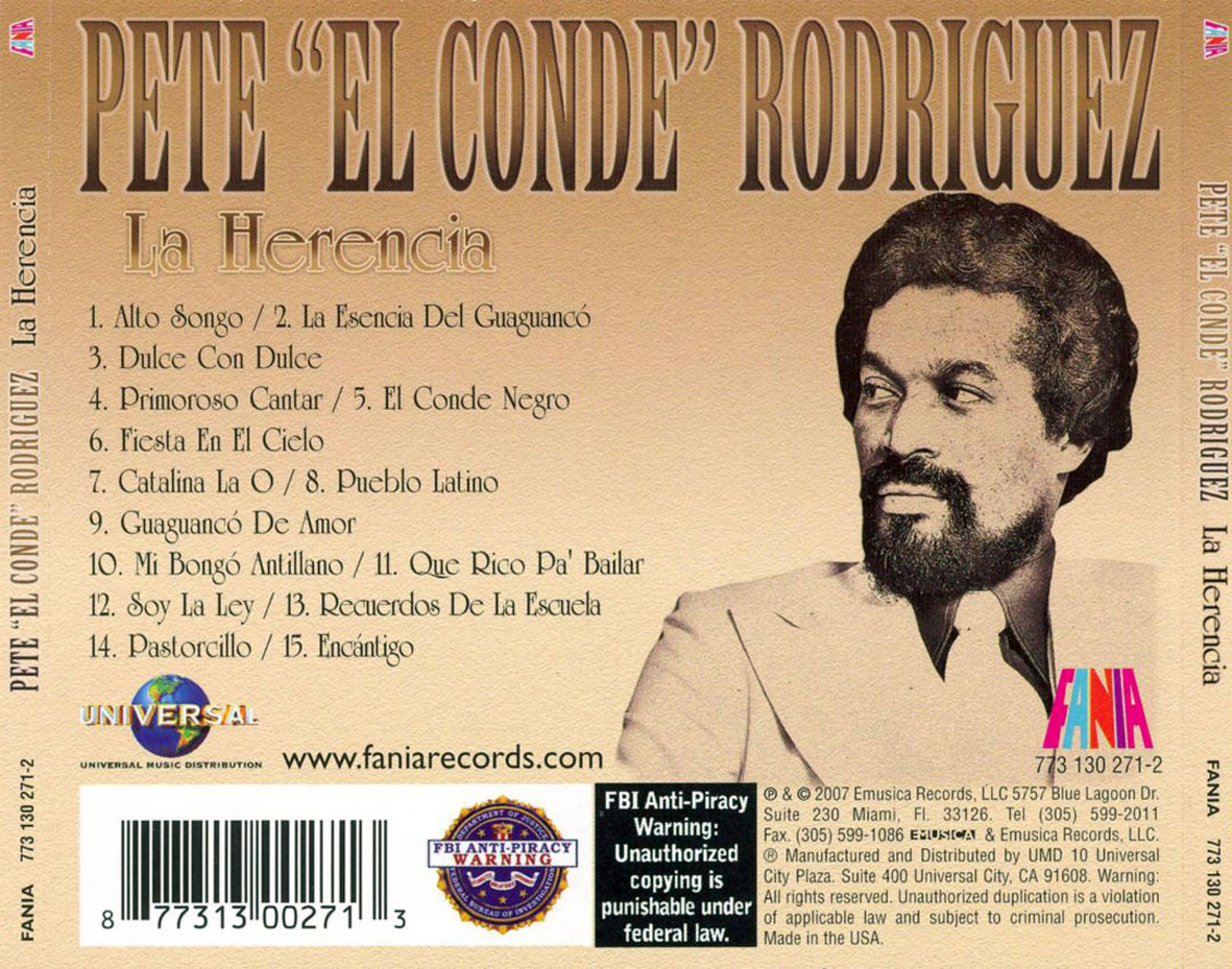 Cartula Trasera de Pete El Conde Rodriguez - La Herencia