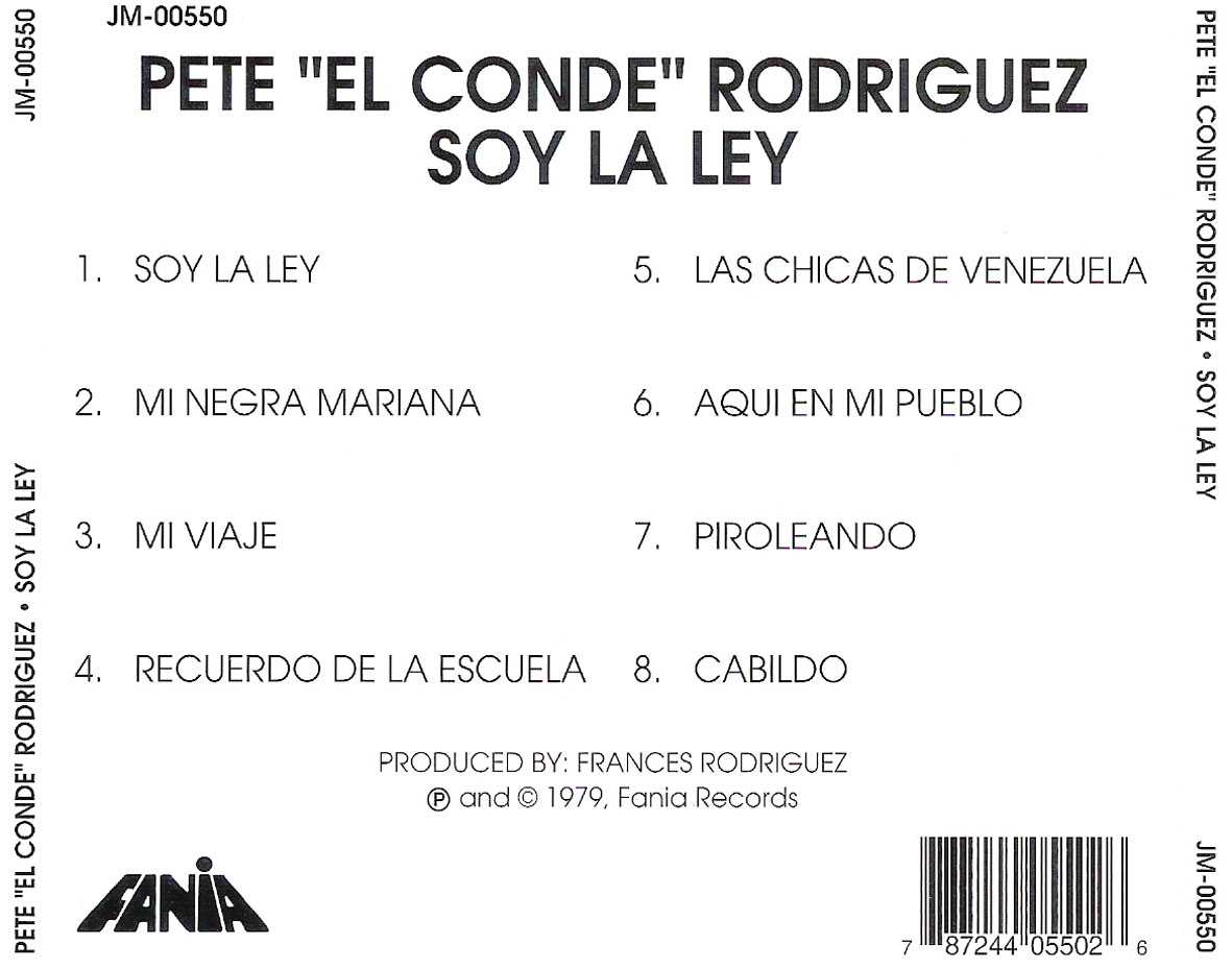 Cartula Trasera de Pete El Conde Rodriguez - Soy La Ley