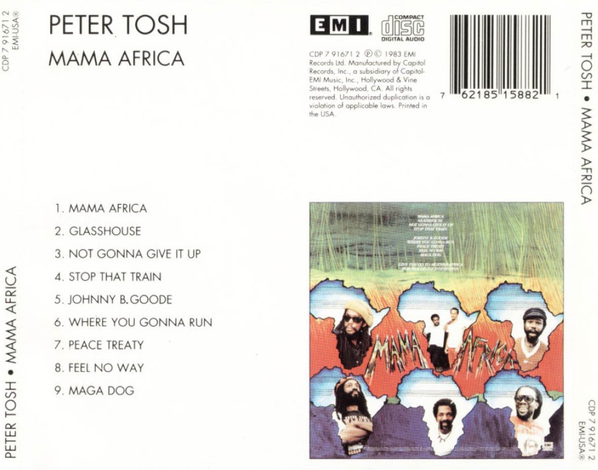 Cartula Trasera de Peter Tosh - Mama Africa