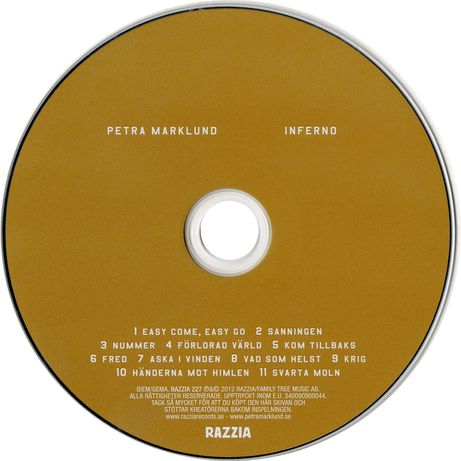 Cartula Cd de Petra Marklund - Inferno