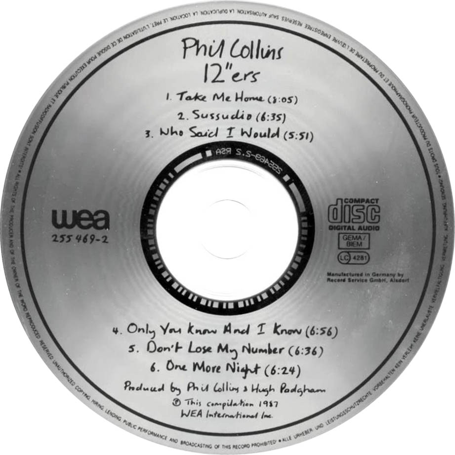 Cartula Cd de Phil Collins - 12'' Ers