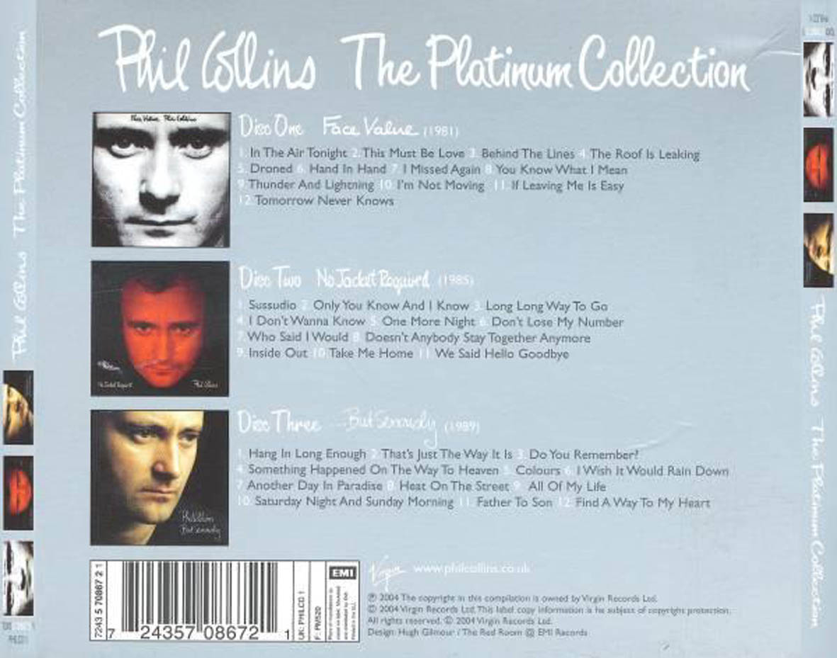 Cartula Trasera de Phil Collins - The Platinum Collection