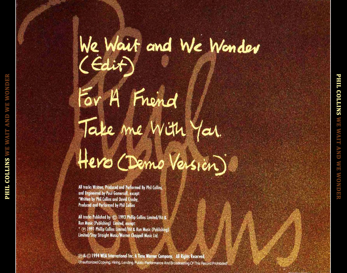 Cartula Trasera de Phil Collins - We Wait And We Wonder (Cd Single)