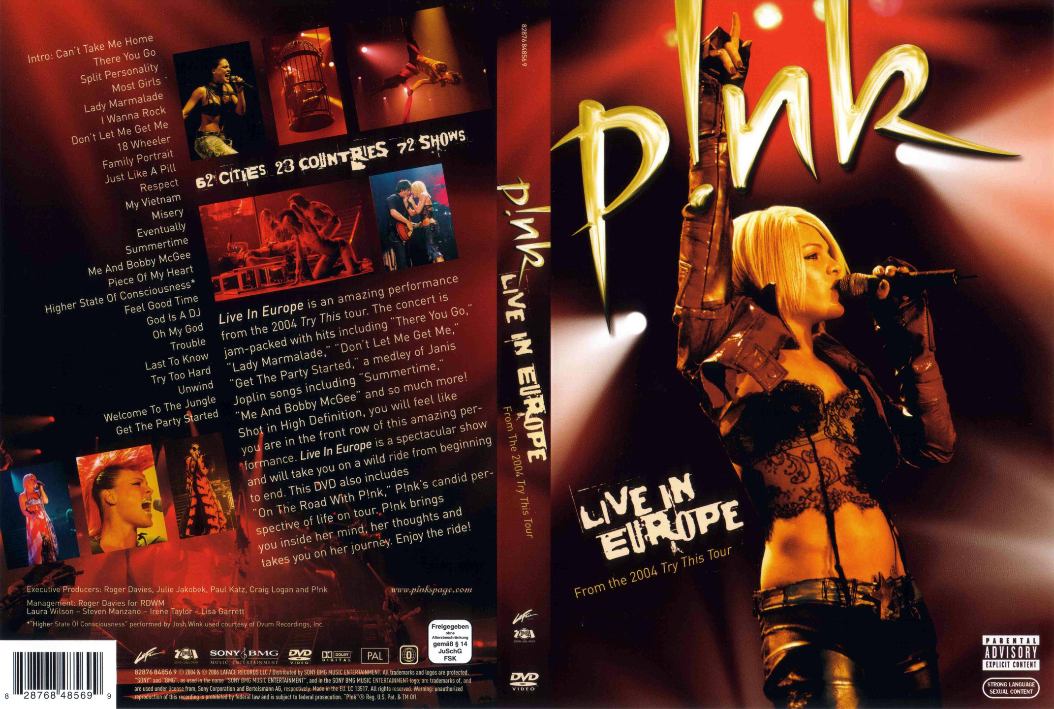 Cartula Caratula de Pink - Live In Europe (Dvd)