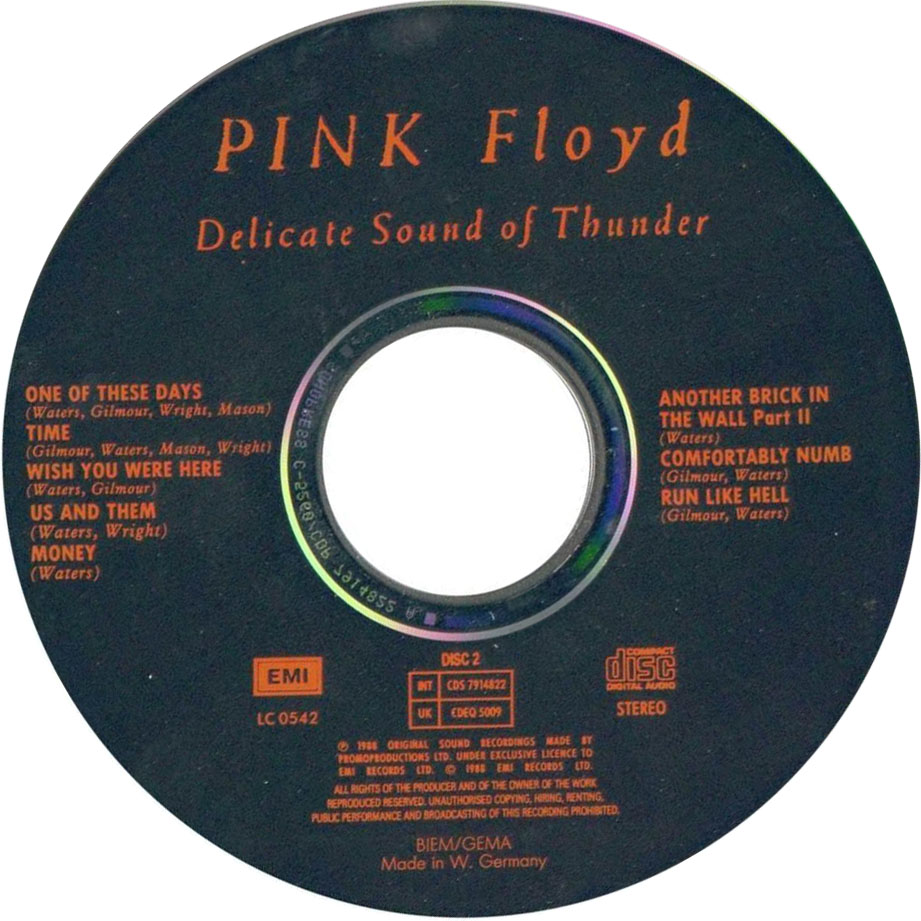 Cartula Cd2 de Pink Floyd - Delicate Sound Of Thunder