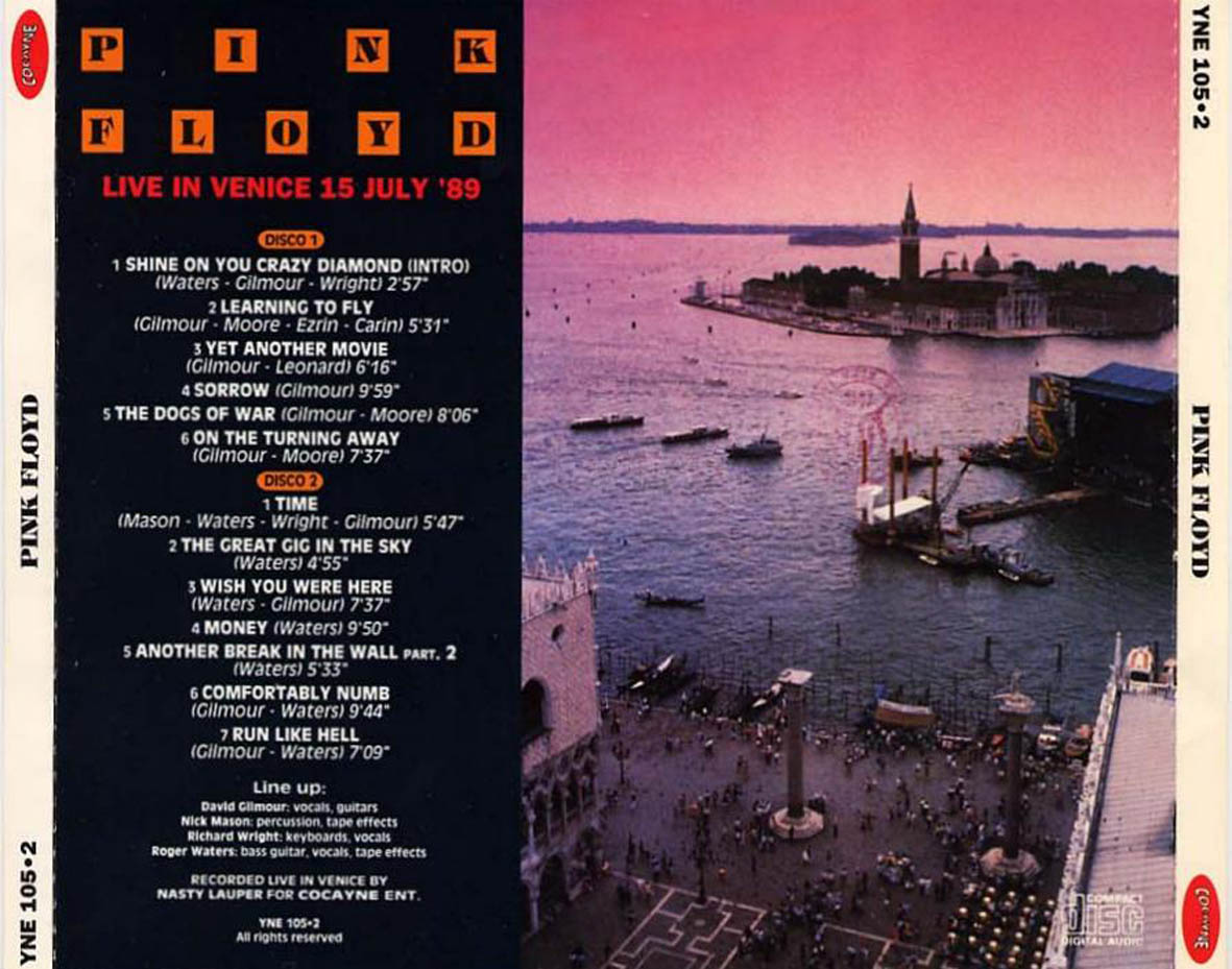 Cartula Trasera de Pink Floyd - Live In Venice 15 July '89