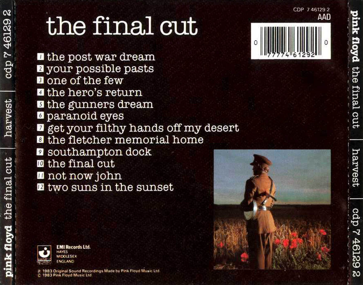 Cartula Trasera de Pink Floyd - The Final Cut