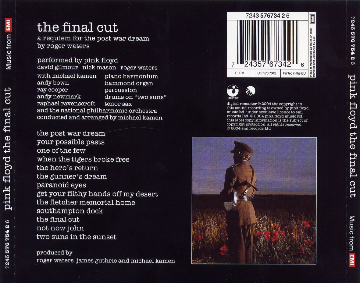 Cartula Trasera de Pink Floyd - The Final Cut (2004)