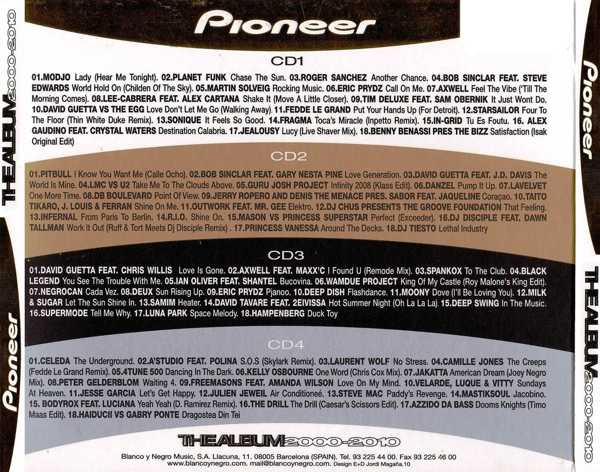 Cartula Trasera de Pioneer The Album 2000-2010