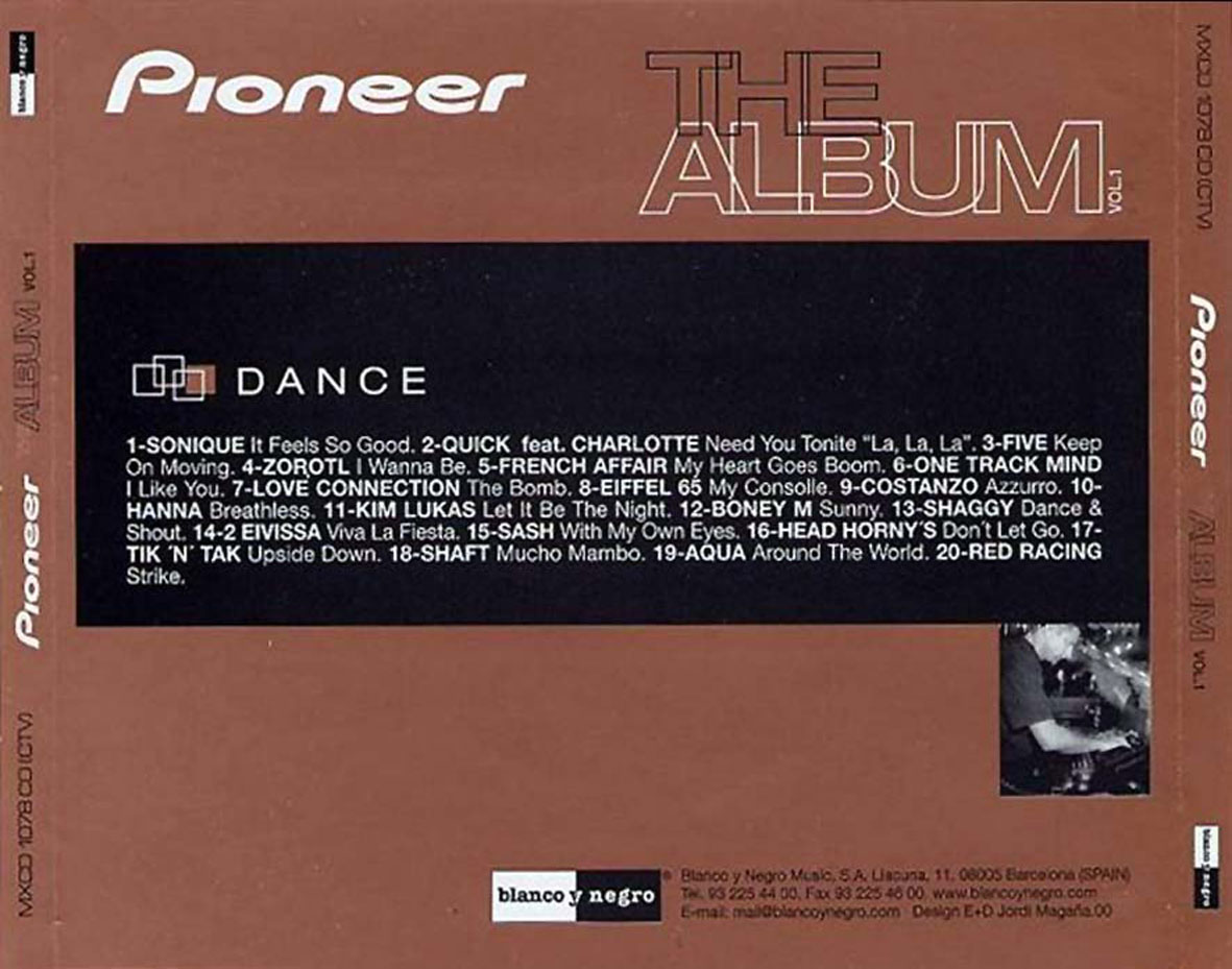 Cartula Trasera de Pioneer The Album Volumen 1 Dance