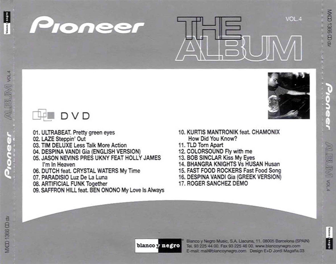 Cartula Trasera de Pioneer The Album Volumen 4 Dvd